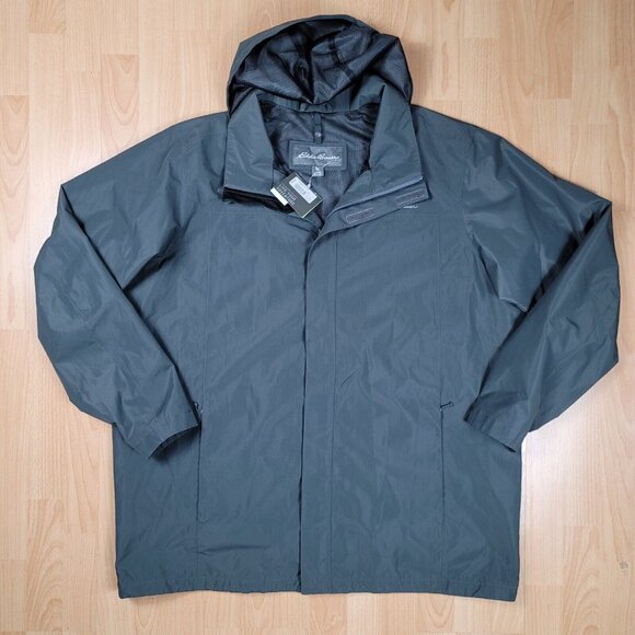 NEW Eddie Bauer Rainfoil Parka‎ Jacket Men's Size 2XL Zip Water Resistant Coat - Picture 1 of 9